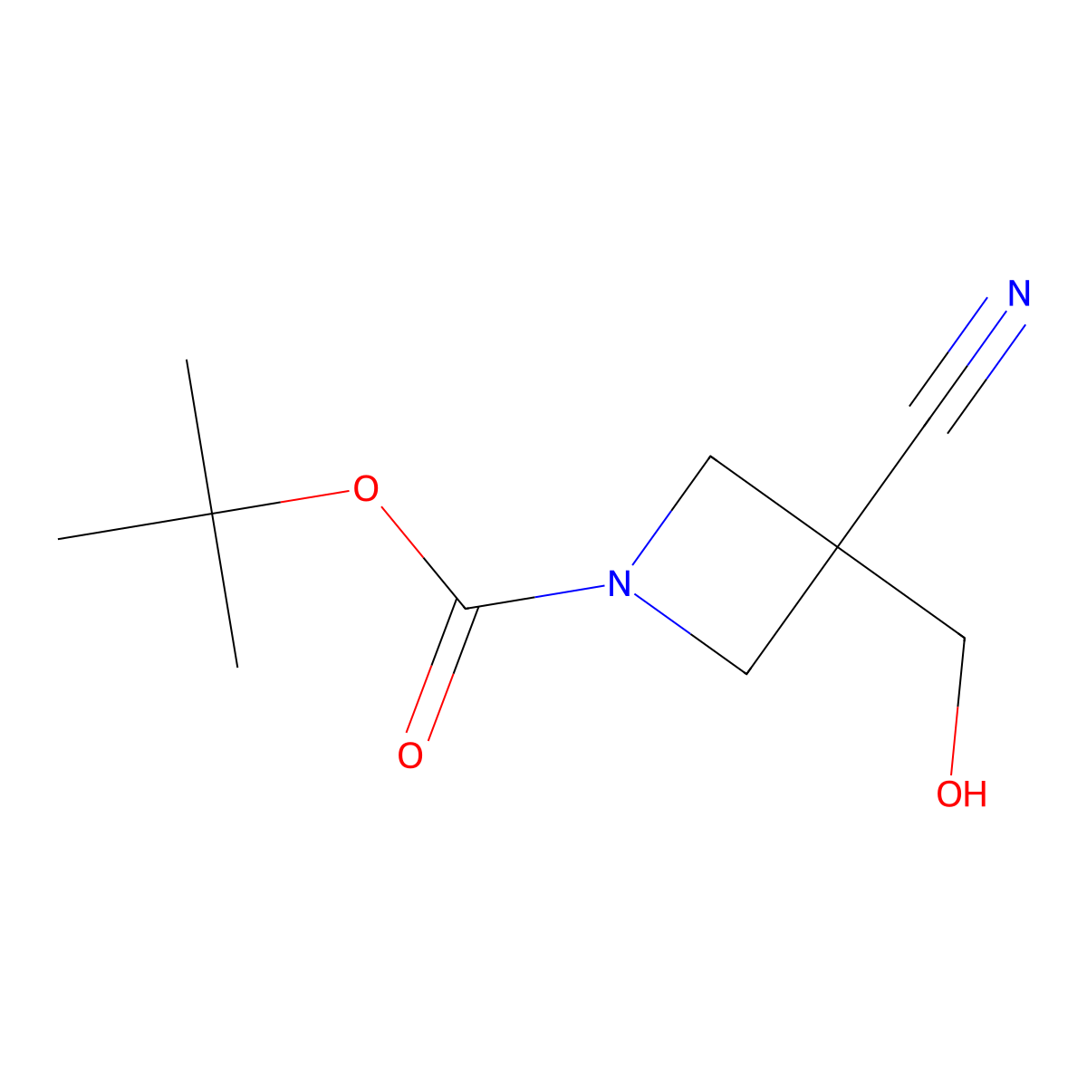 1,1-Dimethylethyl 3-cyano-3-(hydroxymethyl)-1-azetidinecarboxylate molecular structure, CAS 1228581-13-2