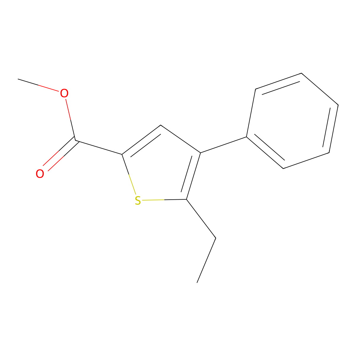 Methyl 5-ethyl-4-phenylthiophene-2-carboxylate molecular structure, CAS 1228581-46-1