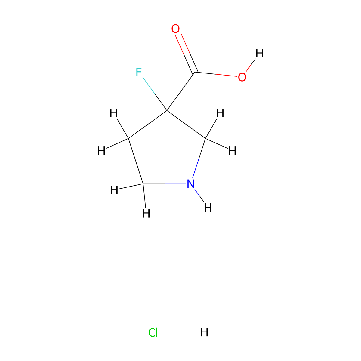 3-Fluoropyrrolidine-3-carboxylic acid hydrochloride molecular structure, CAS 1228583-53-6