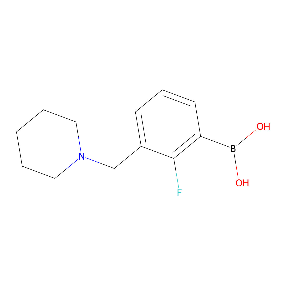 2-Fluoro-3-(piperidin-1-ylmethyl)phenylboronic acid molecular structure, CAS 1228594-52-2