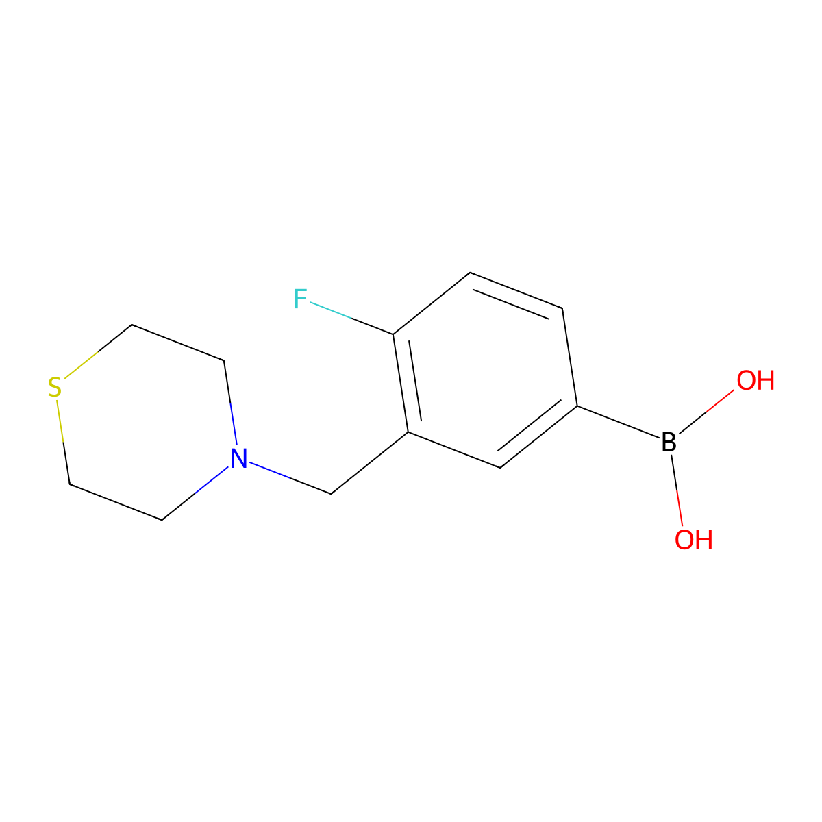 4-Fluoro-3-(thiomorpholinomethyl)phenylboronic acid molecular structure, CAS 1228594-54-4