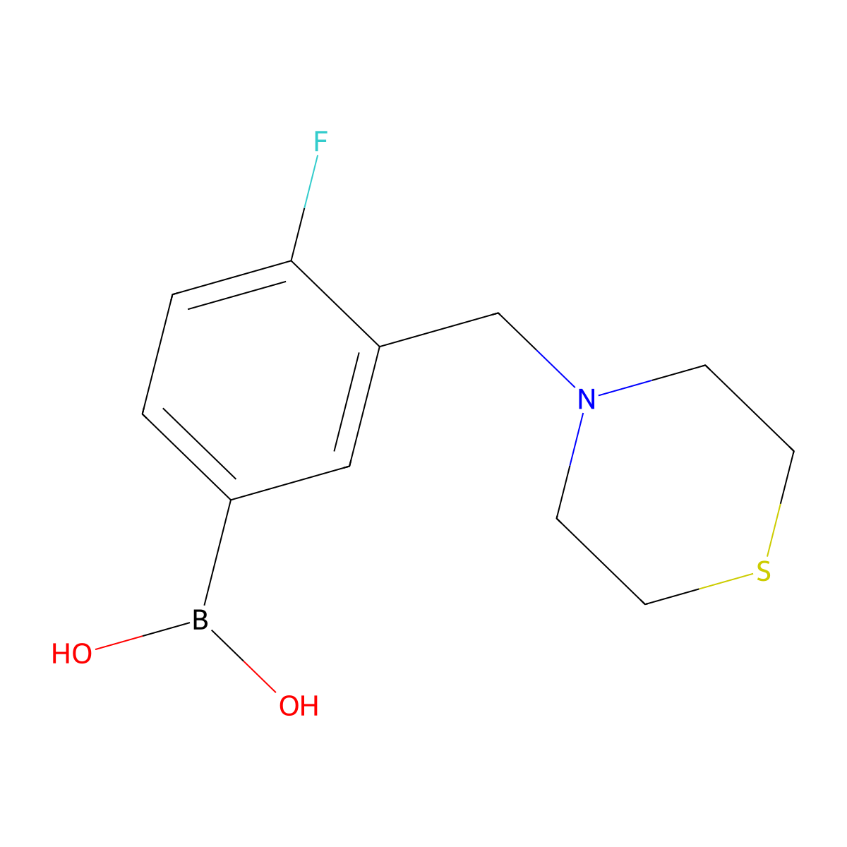 4-Fluoro-3-(thiomorpholinomethyl)phenylboronic acid molecular structure, CAS 1228594-54-4