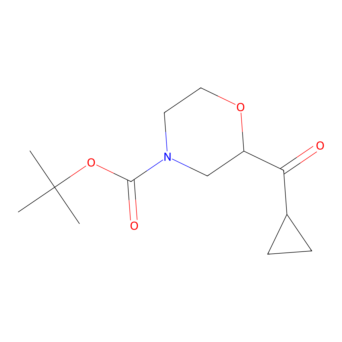 Tert-butyl 2-cyclopropanecarbonylmorpholine-4-carboxylate molecular structure, CAS 1228600-37-0