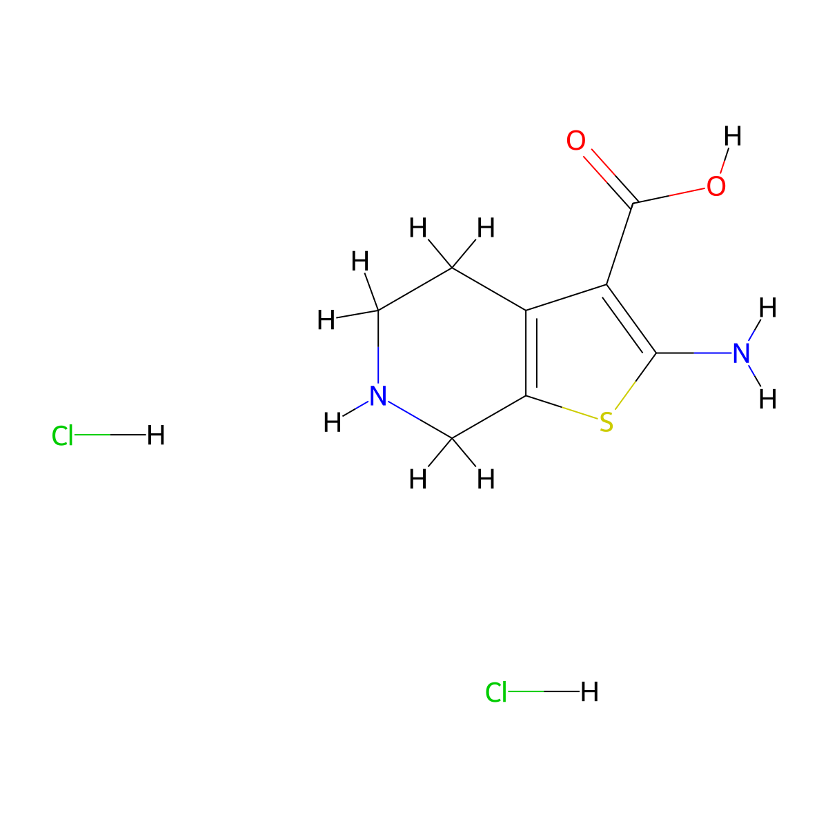 2-Amino-4,5,6,7-tetrahydrothieno[2,3-c]pyridine-3-carboxylic acid dihydrochloride molecular structure, CAS 1228600-38-1