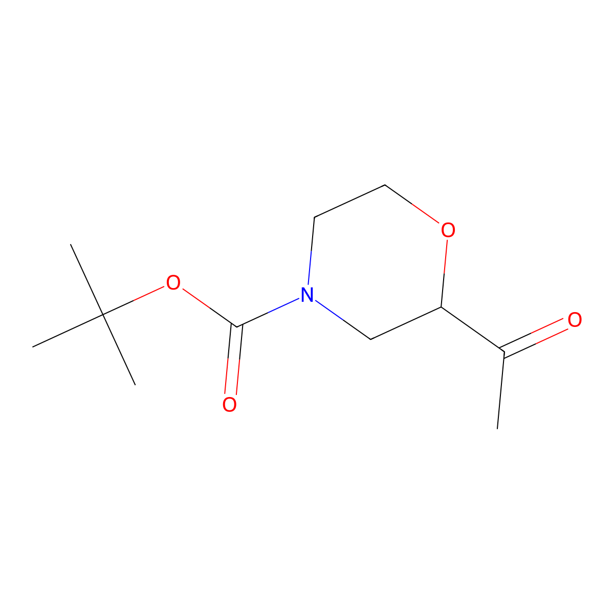 Tert-butyl 2-acetylmorpholine-4-carboxylate molecular structure, CAS 1228600-46-1