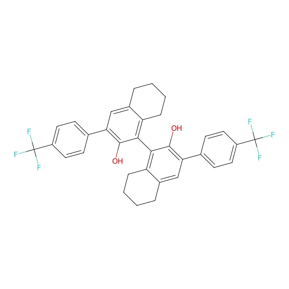 (1S)-5,5',6,6',7,7',8,8'-Octahydro-3,3'-bis(4-(trifluoromethyl)phenyl)(1,1'-binaphthalene)-2,2'-diol molecular structure, CAS 1228600-98-3