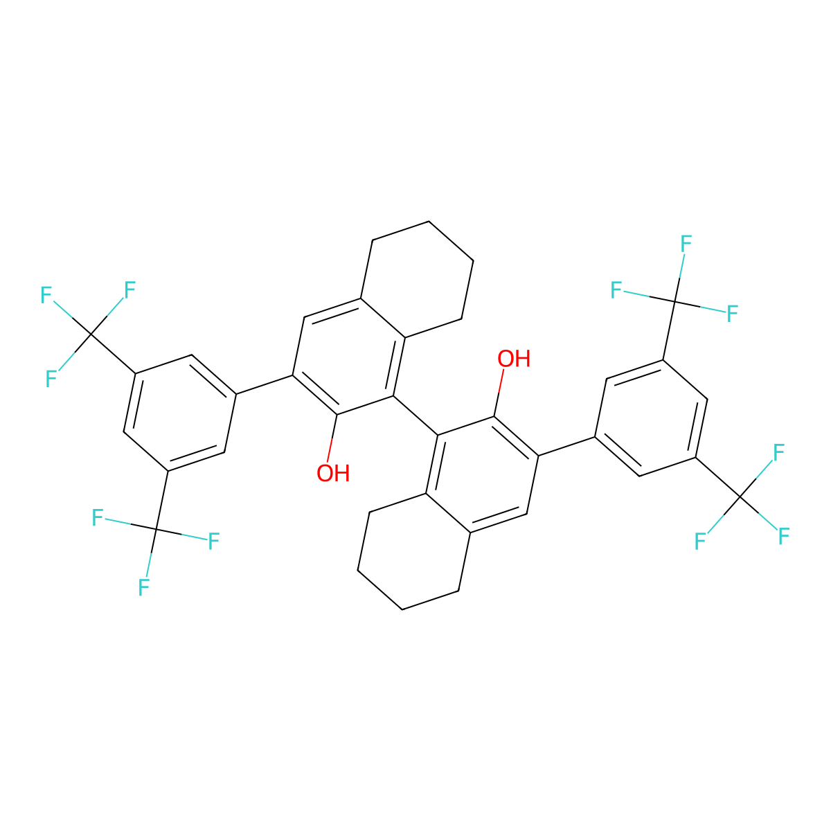 (R)-3,3'-Bis3,5-bis(trifluoromethyl)phenyl)-5,5',6,6',7,7',8,8'-octahydro-1,1'-bi-2,2'-naphthol molecular structure, CAS 1228600-99-4