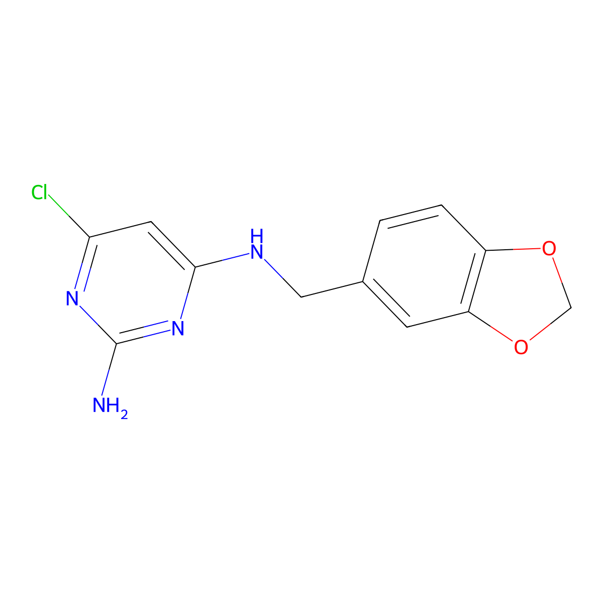 n4-Benzo[1,3]dioxol-5-ylmethyl-6-chloro-pyrimidine-2,4-diamine molecular structure, CAS 122862-27-5