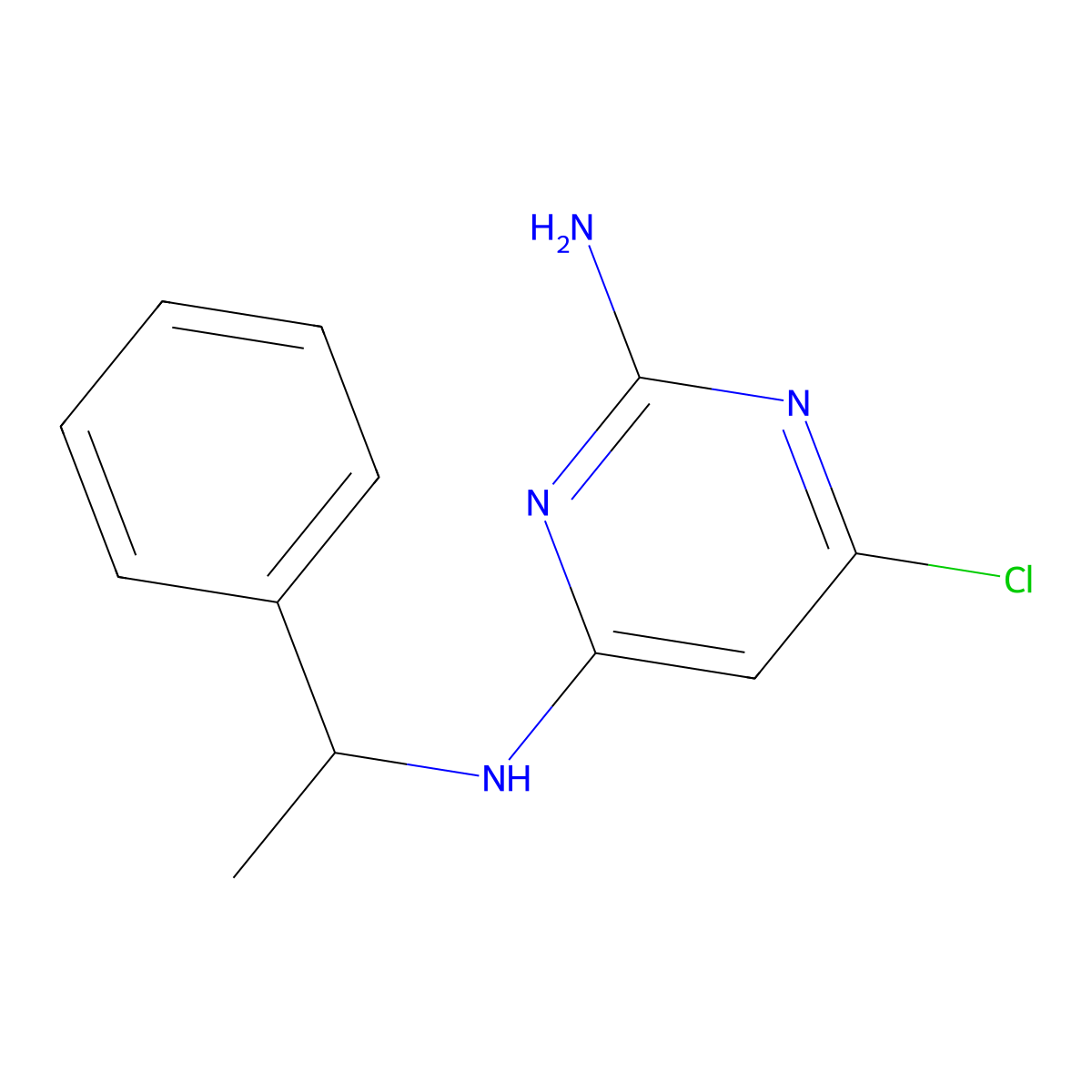 6-chloro-4-N-(1-phenylethyl)pyrimidine-2,4-diamine molecular structure, CAS 122862-38-8