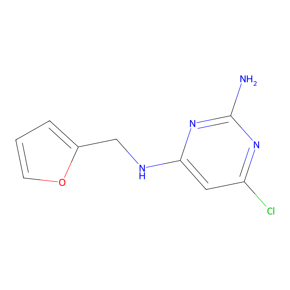 6-Chloro-N4-(furan-2-ylmethyl)pyrimidine-2,4-diamine molecular structure, CAS 122862-45-7