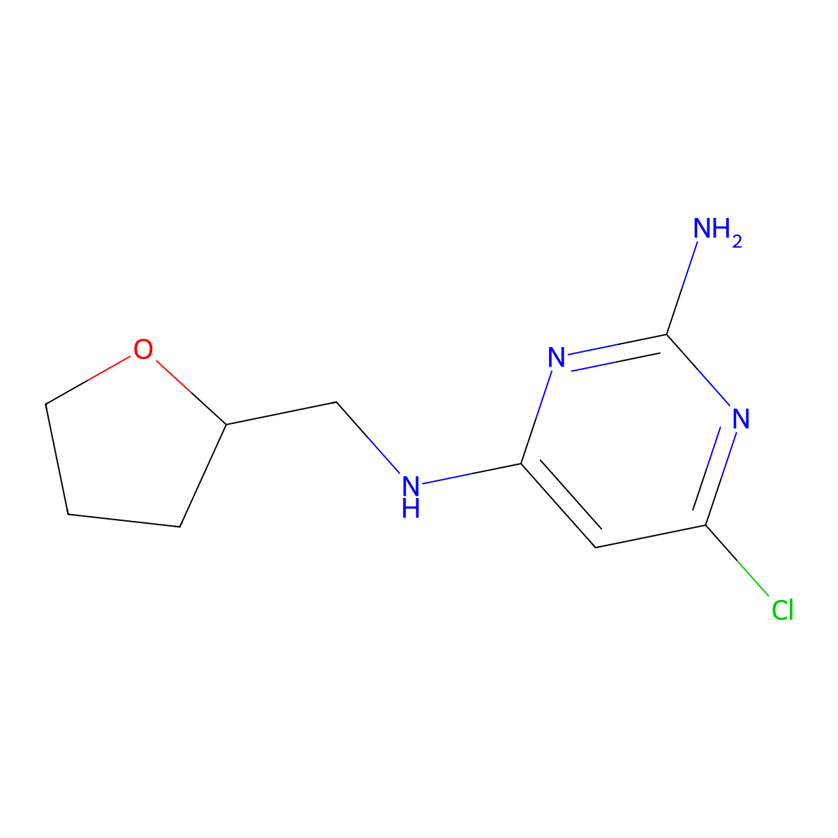 6-Chloro-n4-((tetrahydrofuran-2-yl)methyl)pyrimidine-2,4-diamine molecular structure, CAS 122862-62-8