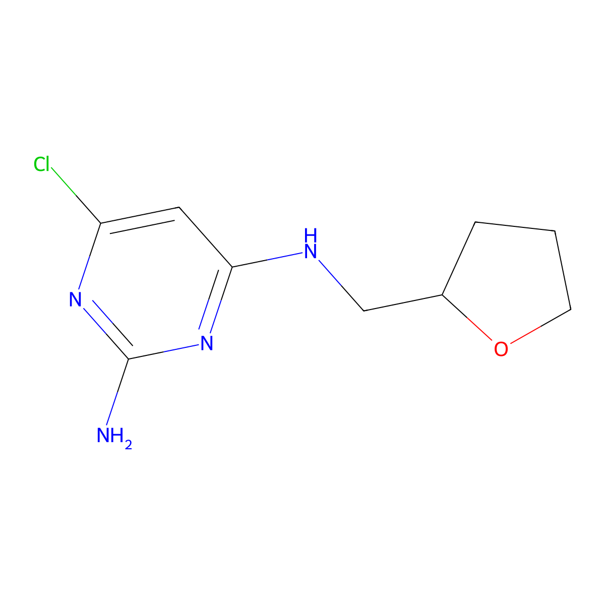 6-Chloro-n4-((tetrahydrofuran-2-yl)methyl)pyrimidine-2,4-diamine molecular structure, CAS 122862-62-8