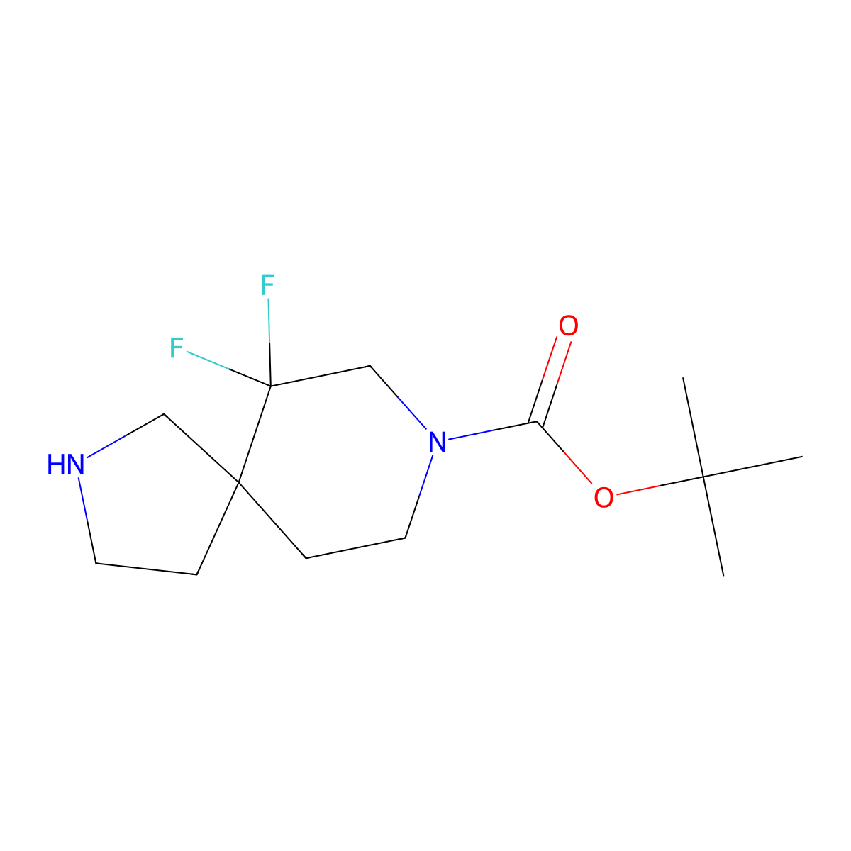 Tert-butyl 6,6-difluoro-2,8-diazaspiro[4.5]decane-8-carboxylate molecular structure, CAS 1228630-90-7