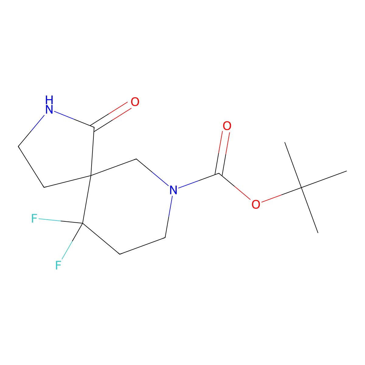 Tert-butyl 10,10-difluoro-1-oxo-2,7-diazaspiro[4.5]decane-7-carboxylate molecular structure, CAS 1228630-96-3