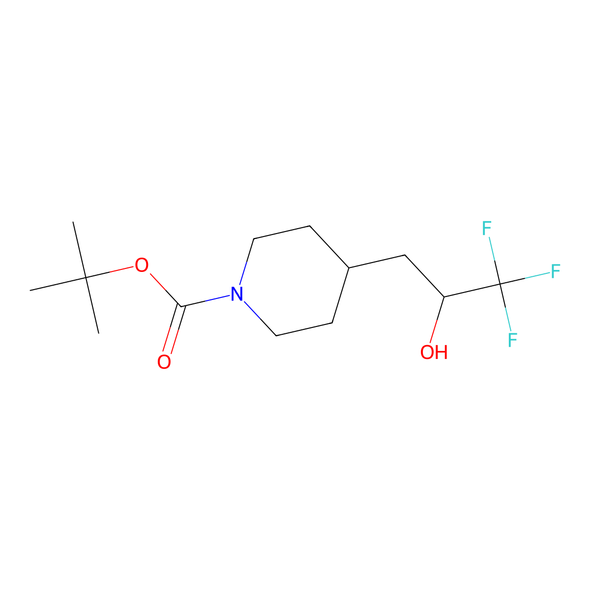 Tert-butyl 4-(3,3,3-trifluoro-2-hydroxypropyl)piperidine-1-carboxylate molecular structure, CAS 1228631-10-4