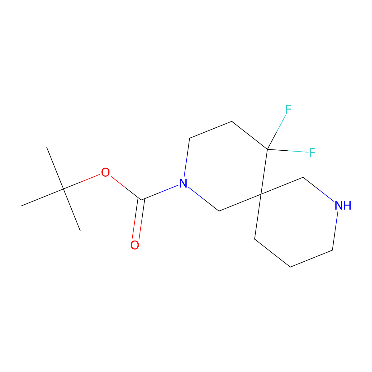 Tert-butyl 5,5-difluoro-2,8-diazaspiro[5.5]undecane-2-carboxylate molecular structure, CAS 1228631-23-9