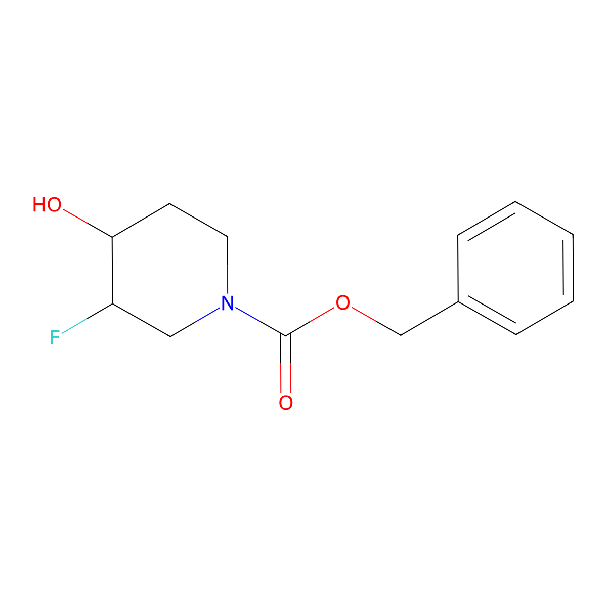 Benzyl 3-fluoro-4-hydroxypiperidine-1-carboxylate molecular structure, CAS 1228631-27-3