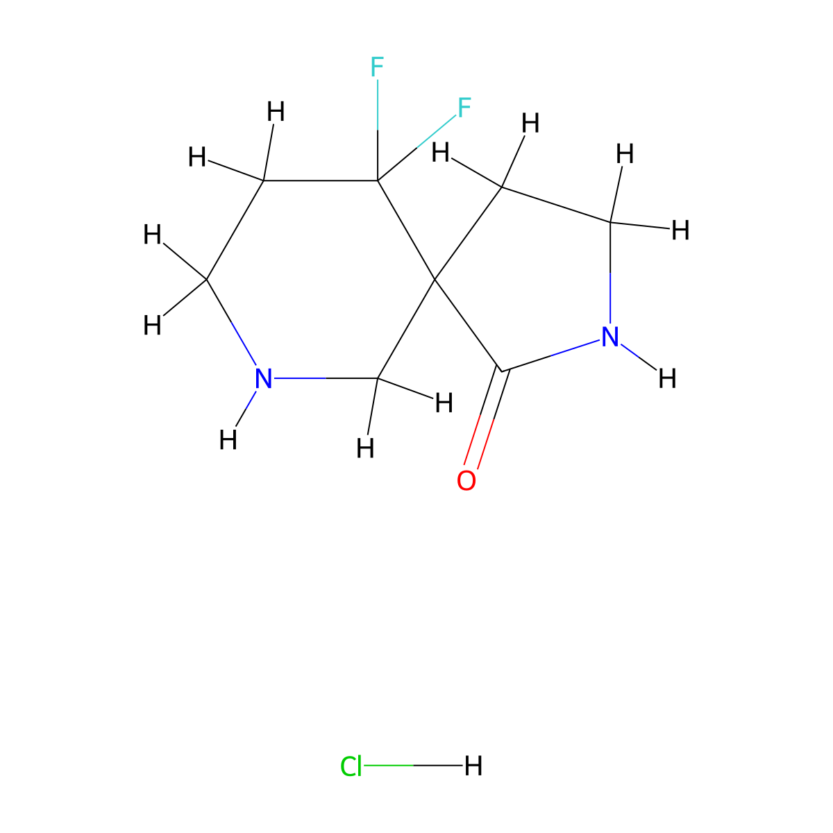 10,10-Difluoro-2,7-diaza-spiro[4.5]decan-1-one hydrochloride molecular structure, CAS 1228631-43-3