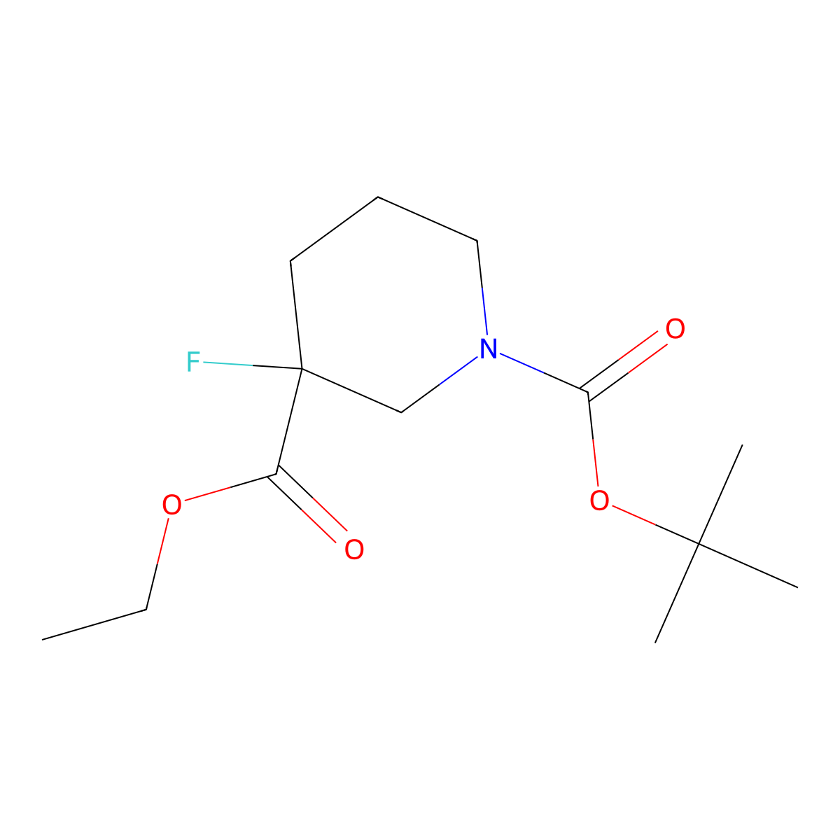Ethyl 1-boc-3-fluoropiperidine-3-carboxylate molecular structure, CAS 1228631-45-5