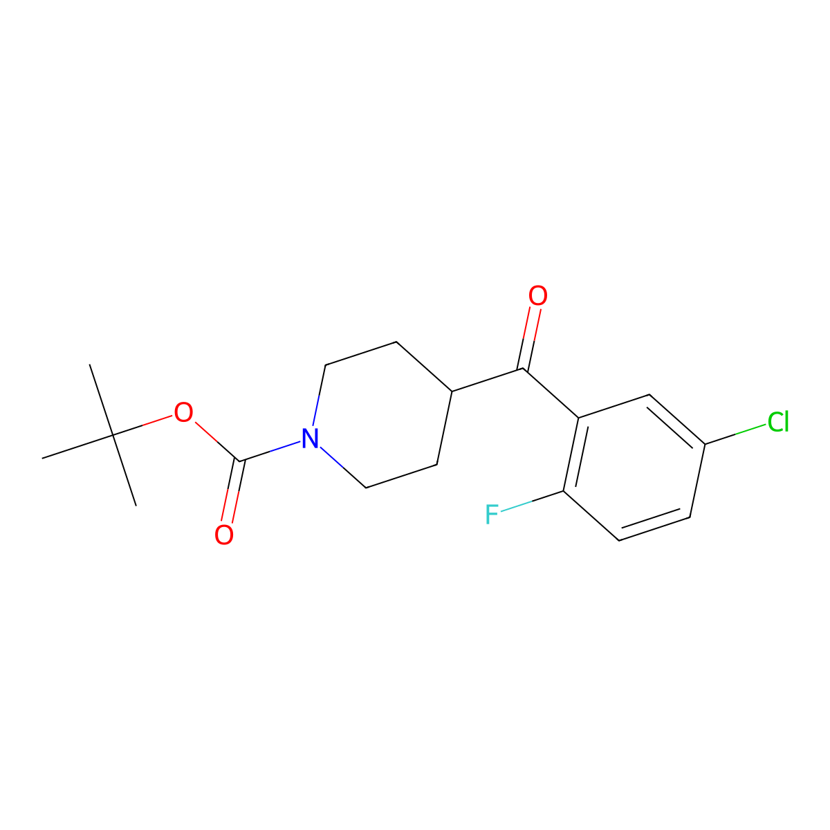 Tert-butyl 4-(5-chloro-2-fluorobenzoyl)piperidine-1-carboxylate molecular structure, CAS 1228631-50-2