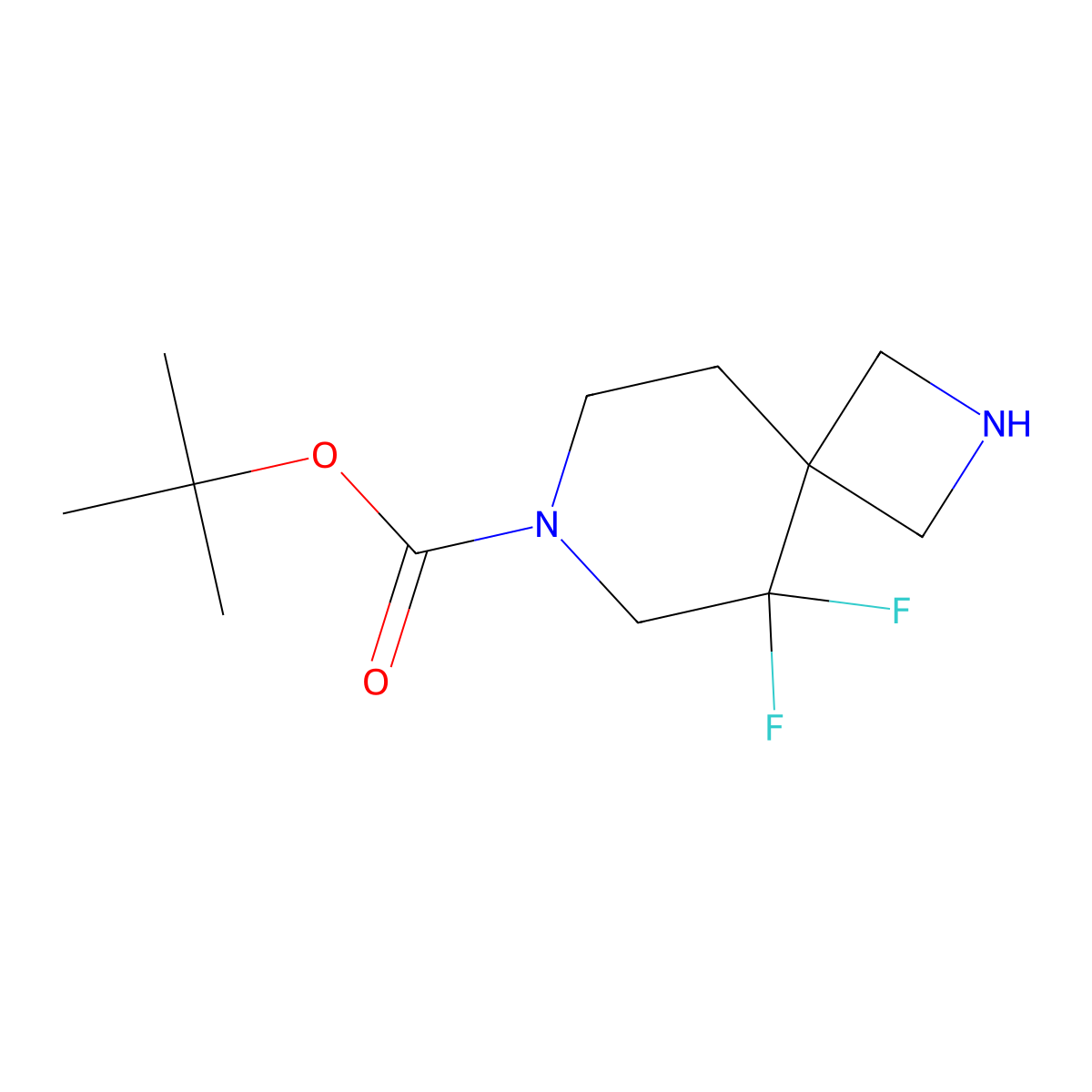 Tert-butyl 5,5-difluoro-2,7-diazaspiro[3.5]nonane-7-carboxylate molecular structure, CAS 1228631-69-3