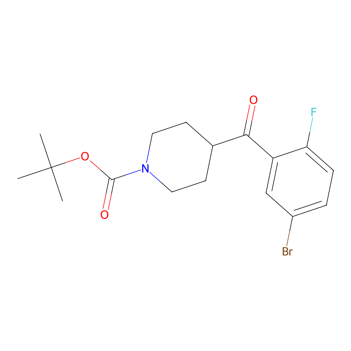 Tert-butyl 4-(5-bromo-2-fluorobenzoyl)piperidine-1-carboxylate molecular structure, CAS 1228631-72-8