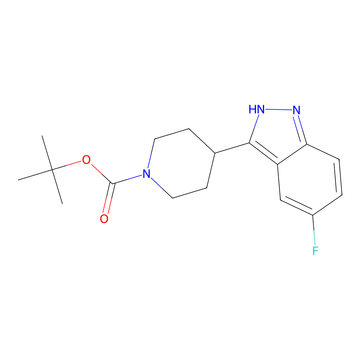 Tert-butyl 4-(5-fluoro-1H-indazol-3-YL)piperidine-1-carboxylate molecular structure, CAS 1228631-73-9