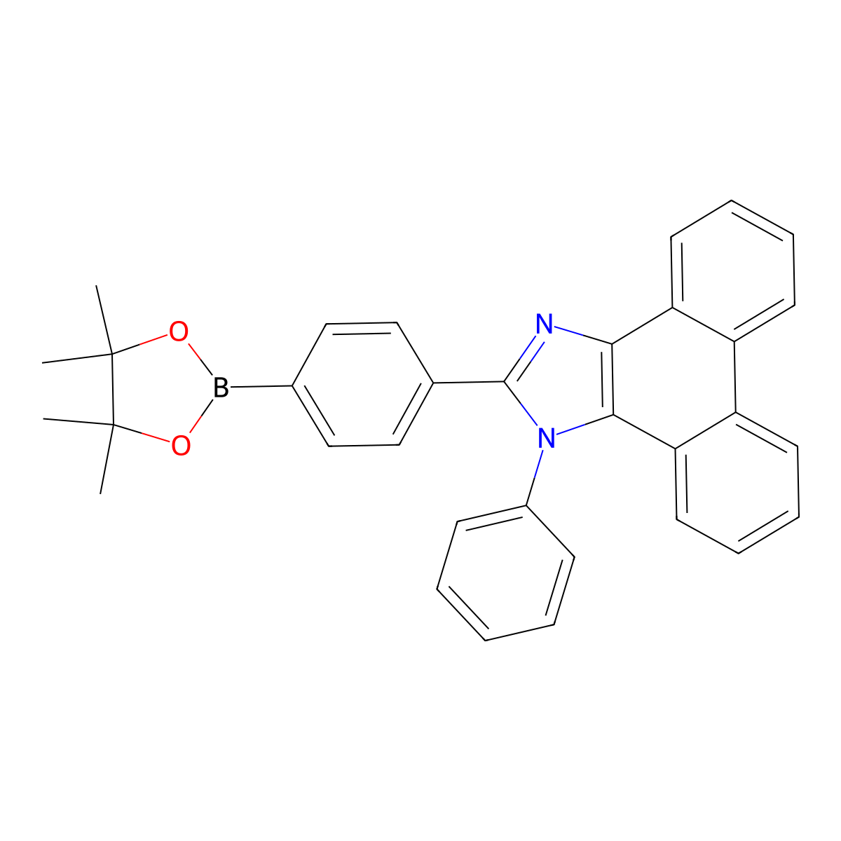 1-Phenyl-2-(4-(4,4,5,5-tetramethyl-1,3,2-dioxaborolan-2-yl)phenyl)-1H-phenanthro[9,10-d]imidazole molecular structure, CAS 1228632-34-5