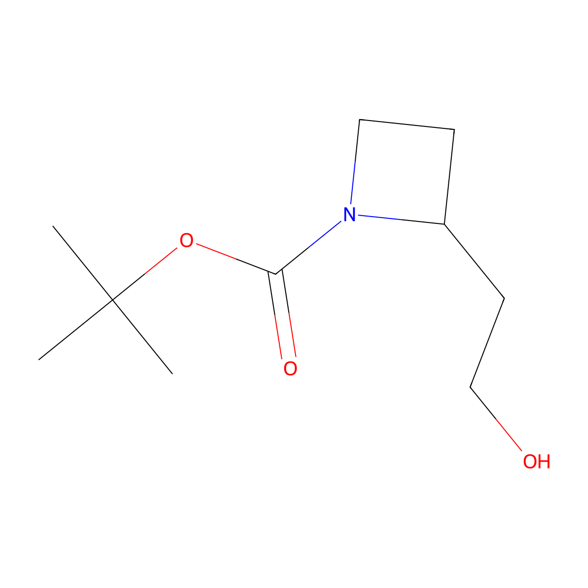 Tert-butyl 2-(2-hydroxyethyl)azetidine-1-carboxylate molecular structure, CAS 1228646-09-0