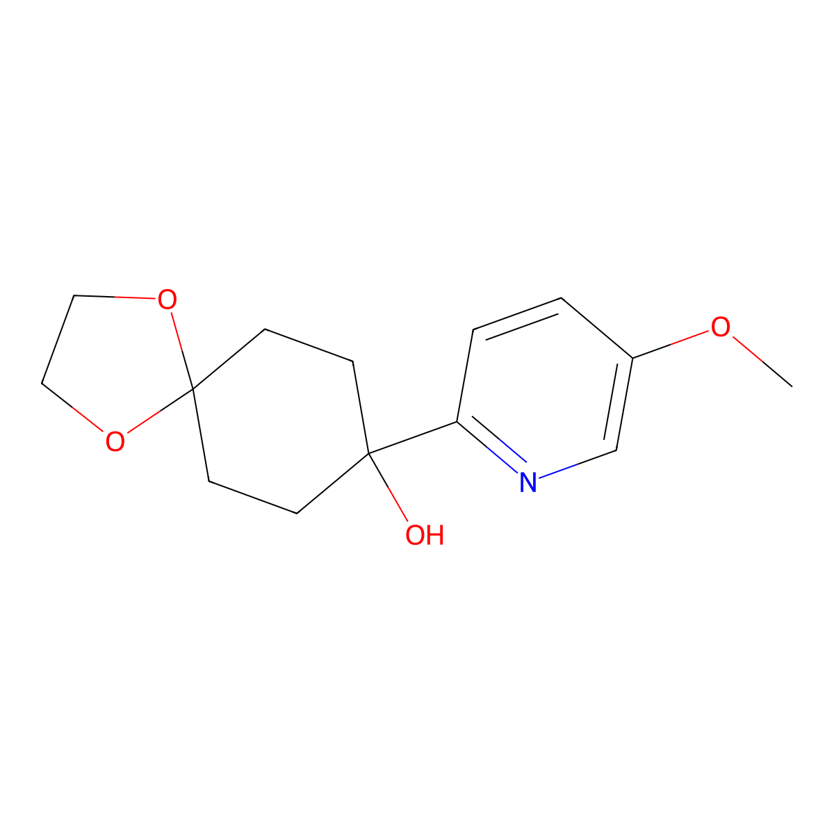 8-Hydroxy-8-(5-methoxy-2-pyridyl)-1,4-dioxaspiro[4.5]decane molecular structure, CAS 1228652-19-4