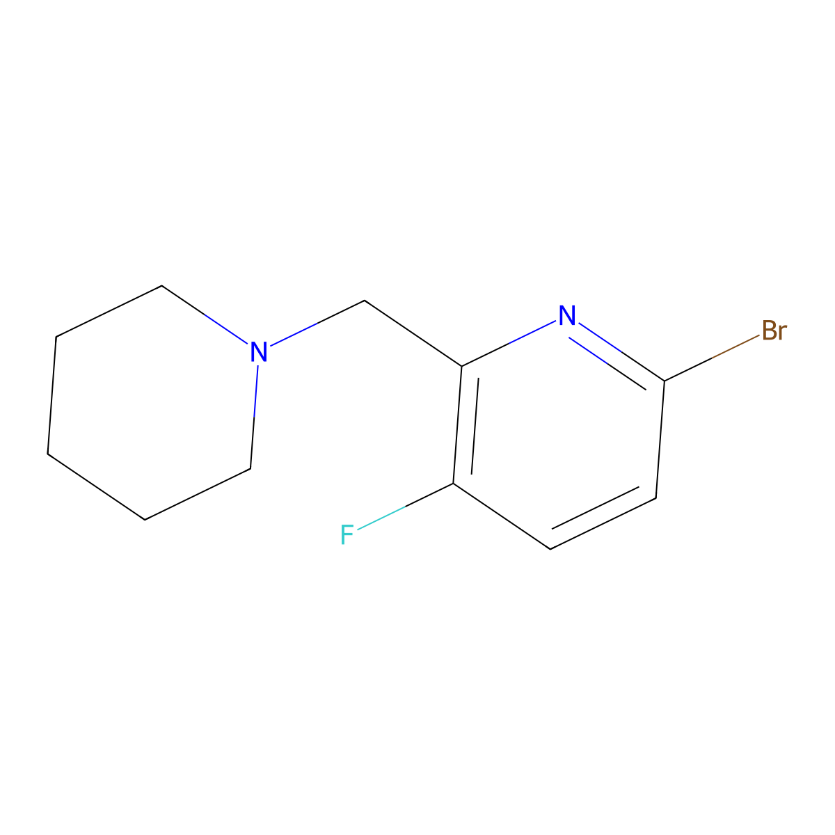 6-Bromo-3-fluoro-2-piperidin-1-ylmethylpyridine molecular structure, CAS 1228660-65-8