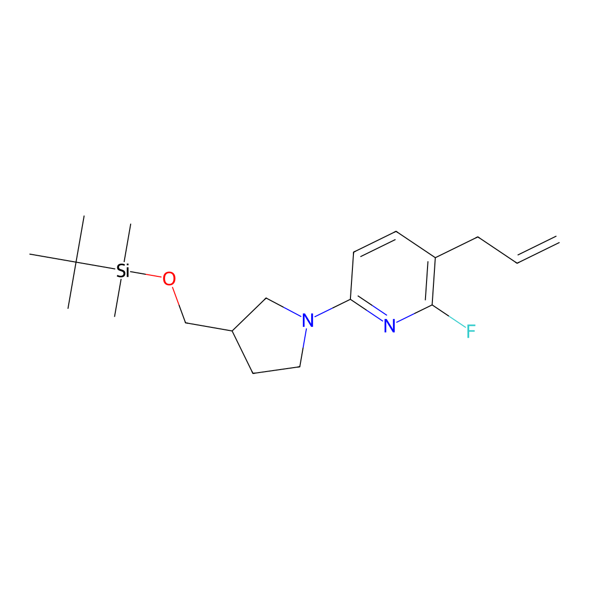 3-Allyl-6-(3-((tert-butyldimethylsilyloxy)methyl)-pyrrolidin-1-YL)-2-fluoropyridine molecular structure, CAS 1228665-48-2