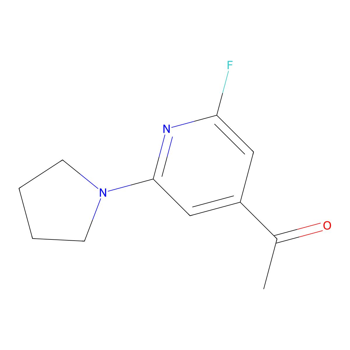 1-(2-Fluoro-6-(pyrrolidin-1-YL)pyridin-4-YL)-ethanone molecular structure, CAS 1228665-59-5