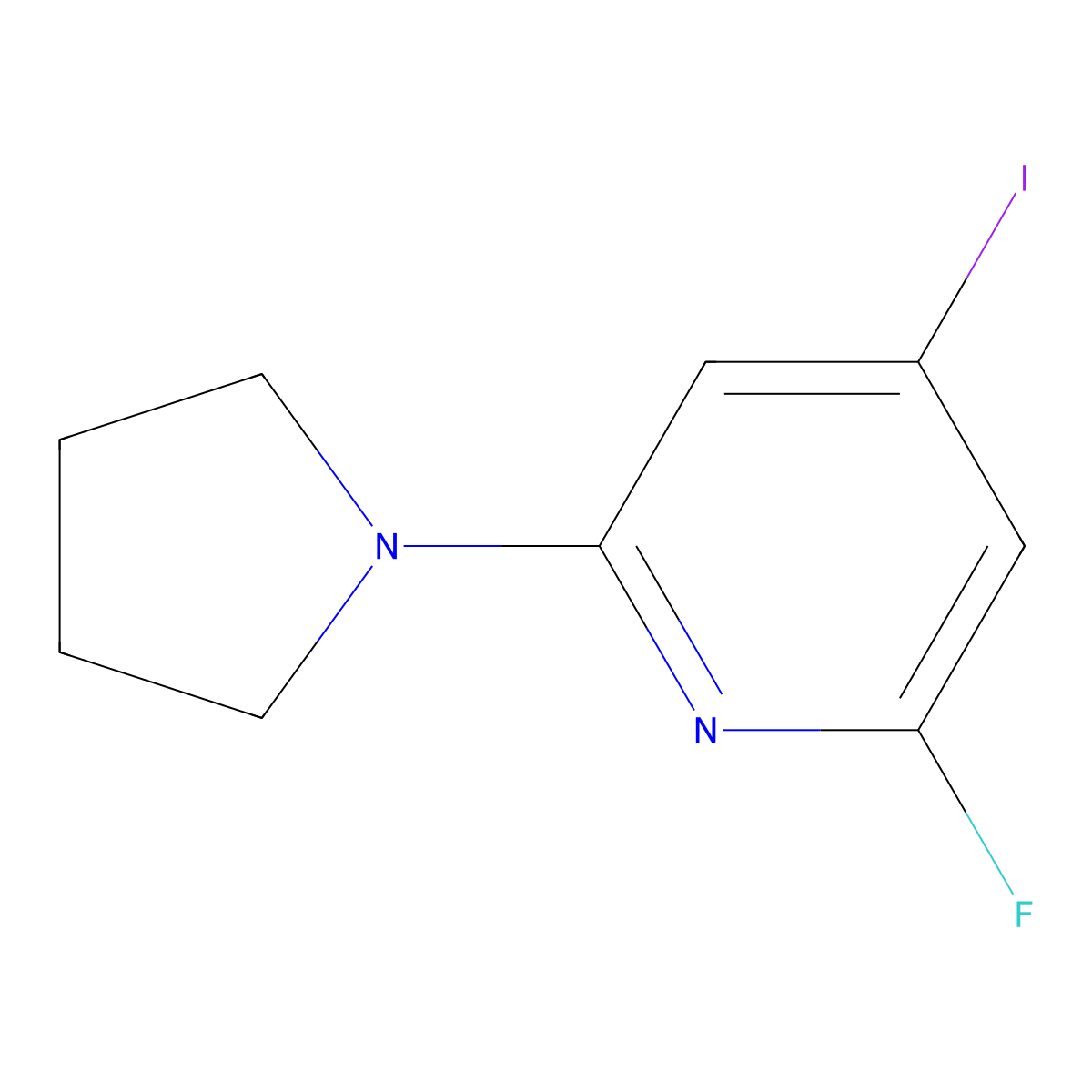 2-Fluoro-4-iodo-6-(pyrrolidin-1-yl)pyridine molecular structure, CAS 1228665-69-7