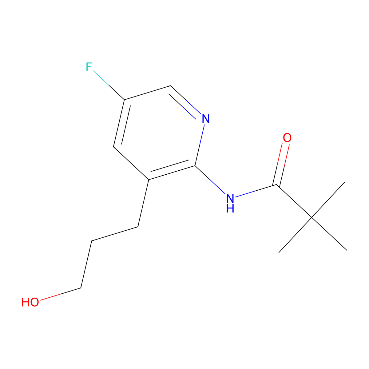 N-(5-Fluoro-3-(3-hydroxypropyl)pyridin-2-YL)-pivalamide molecular structure, CAS 1228665-80-2
