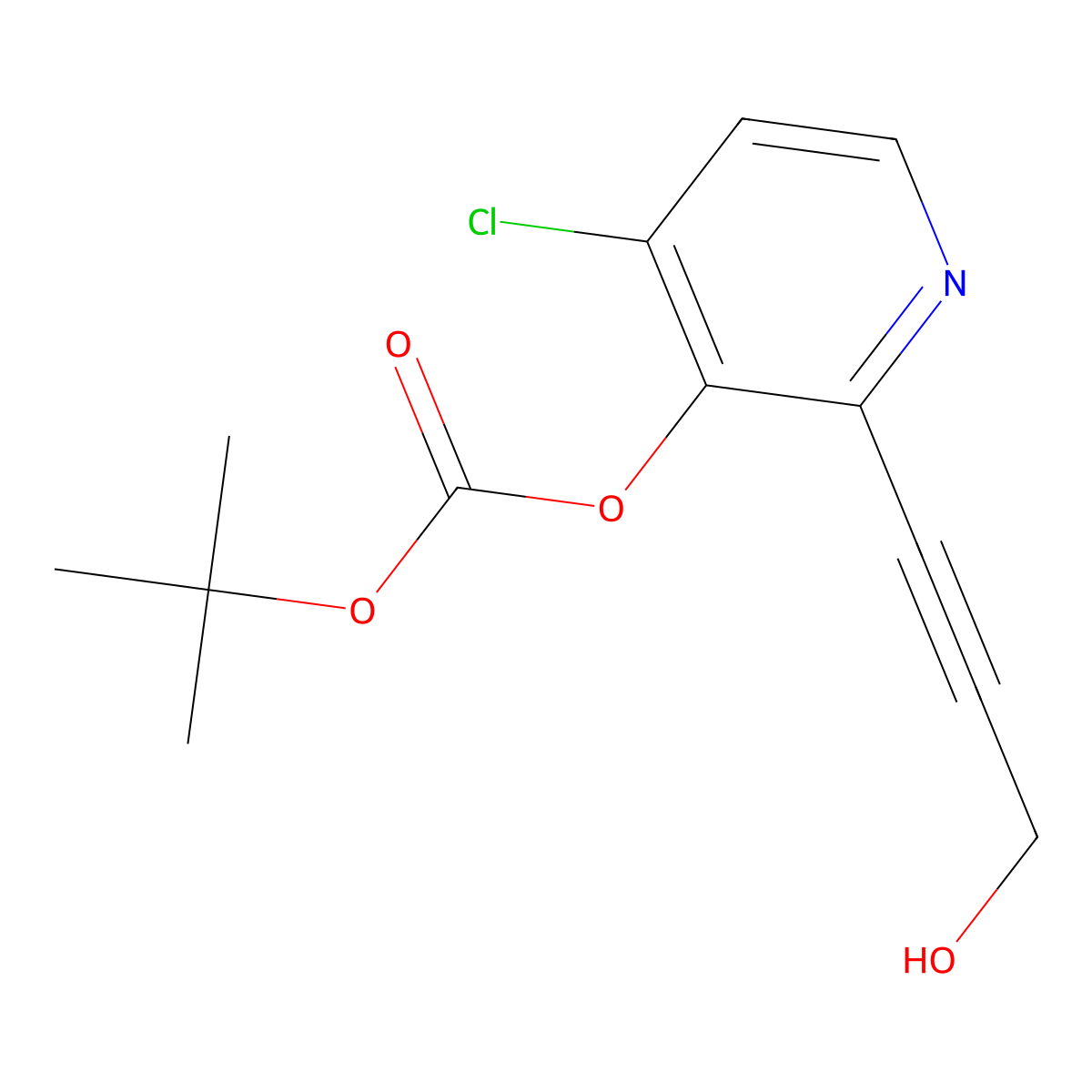 Tert-butyl 4-chloro-2-(3-hydroxyprop-1-ynyl)-pyridin-3-YL carbonate molecular structure, CAS 1228665-84-6