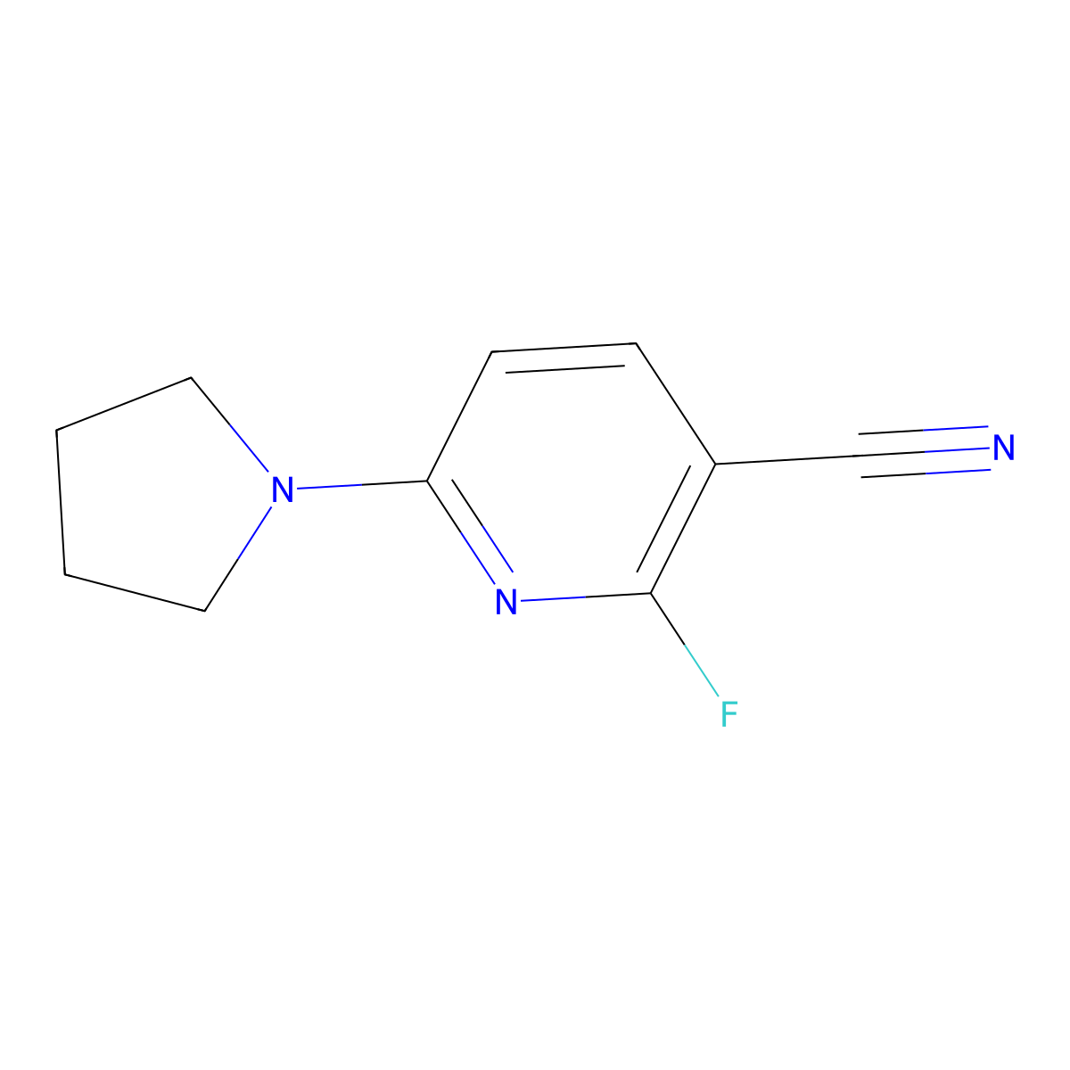 2-Fluoro-6-(pyrrolidin-1-yl)nicotinonitrile molecular structure, CAS 1228665-87-9