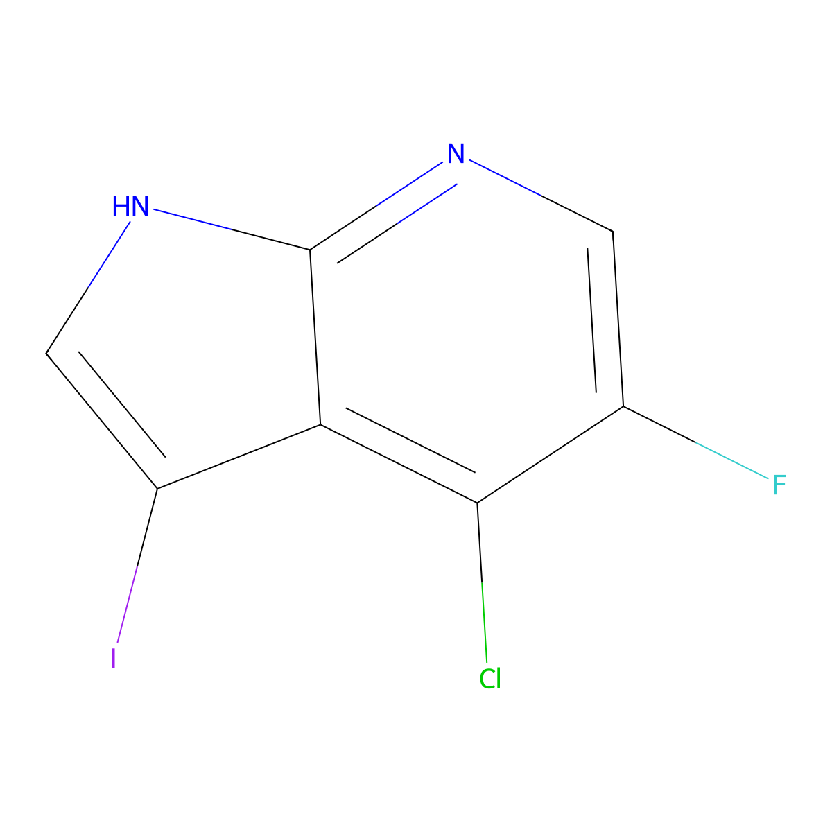 4-Chloro-5-fluoro-3-iodo-1H-pyrrolo[2,3-b]pyridine molecular structure, CAS 1228665-90-4