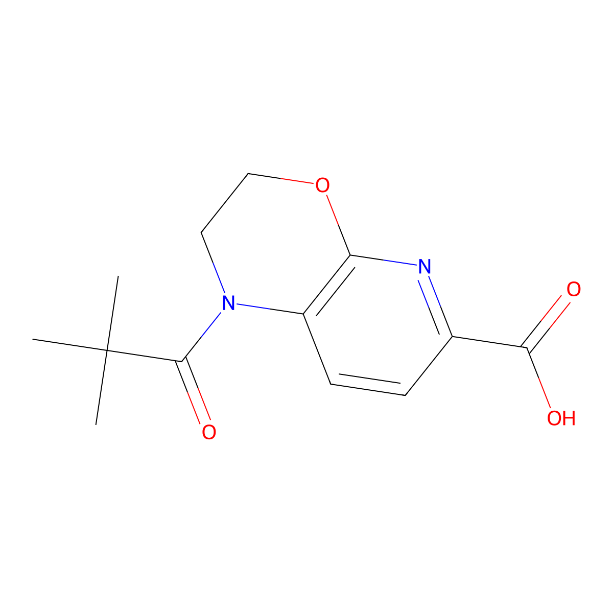 1-Pivaloyl-2,3-dihydro-1H-pyrido[2,3-b][1,4]-oxazine-6-carboxylic acid molecular structure, CAS 1228665-93-7