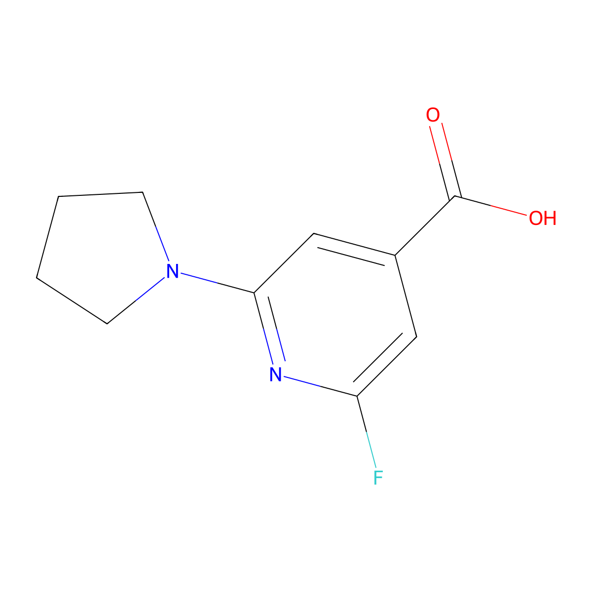 2-Fluoro-6-(pyrrolidin-1-yl)isonicotinic acid molecular structure, CAS 1228665-96-0