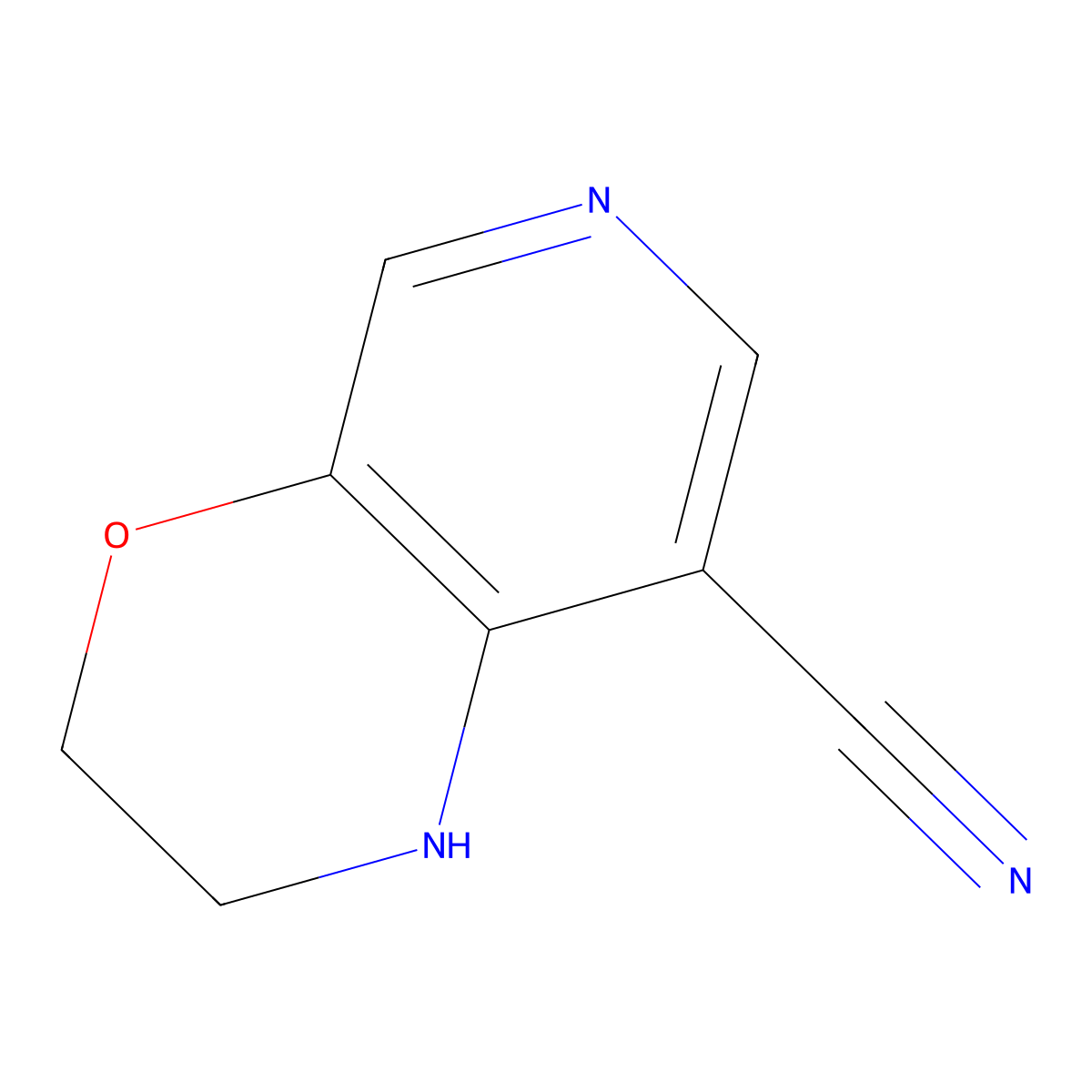1H,2H,3H-pyrido[3,4-b][1,4]oxazine-8-carbonitrile molecular structure, CAS 1228666-02-1