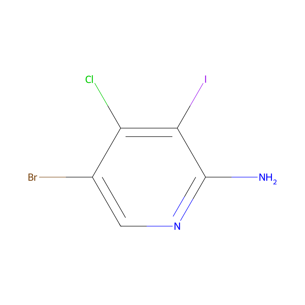 5-Bromo-4-chloro-3-iodopyridin-2-amine molecular structure, CAS 1228666-03-2