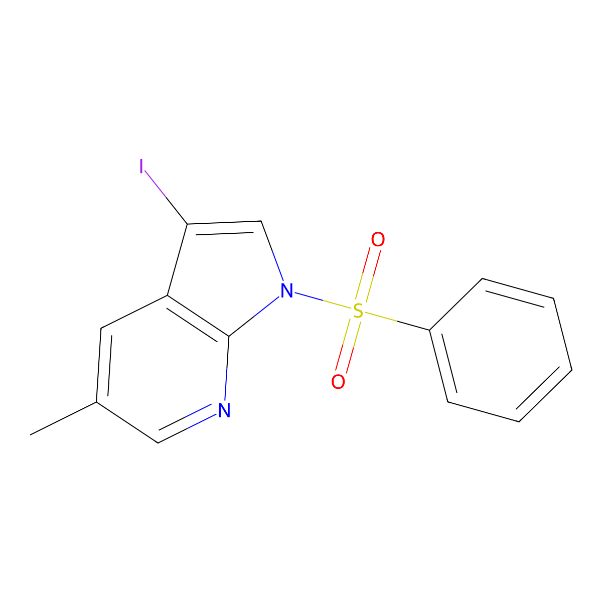 3-Iodo-5-methyl-1-(phenylsulfonyl)-1H-pyrrolo[2,3-b]pyridine molecular structure, CAS 1228666-07-6
