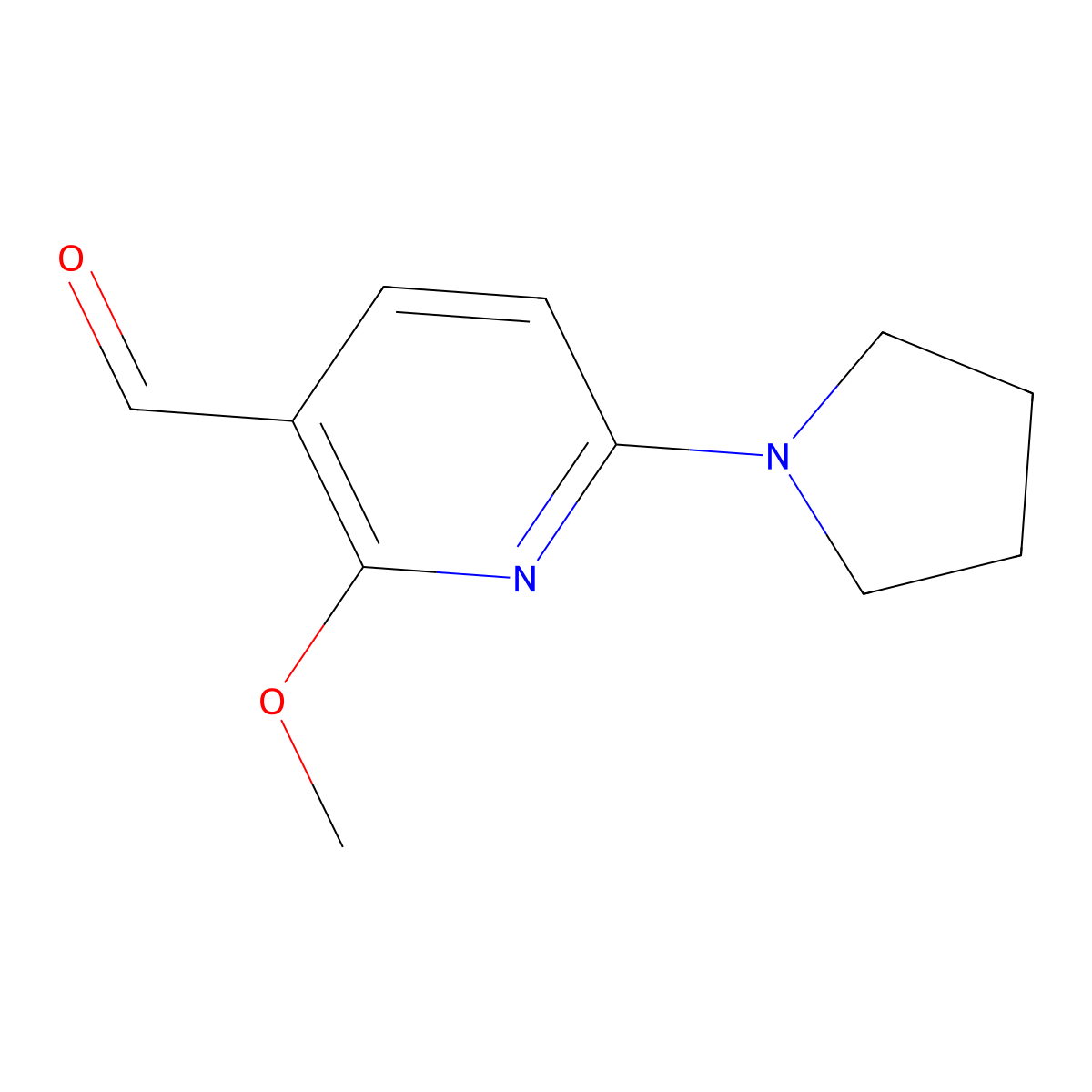 2-Methoxy-6-(pyrrolidin-1-yl)nicotinaldehyde molecular structure, CAS 1228666-11-2