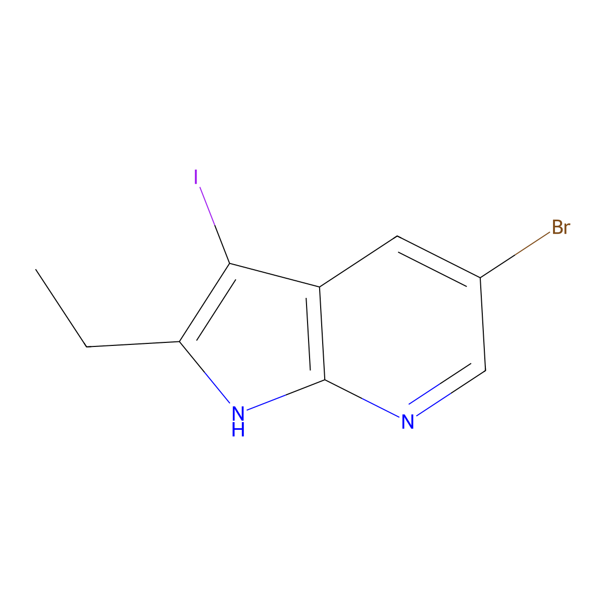 5-Bromo-2-ethyl-3-iodo-1H-pyrrolo(2,3-b)pyridine molecular structure, CAS 1228666-12-3