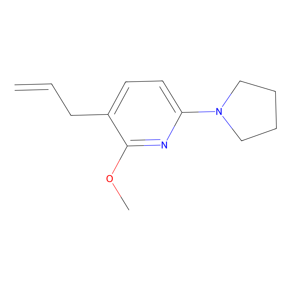 3-Allyl-2-methoxy-6-(pyrrolidin-1-yl)pyridine molecular structure, CAS 1228666-15-6