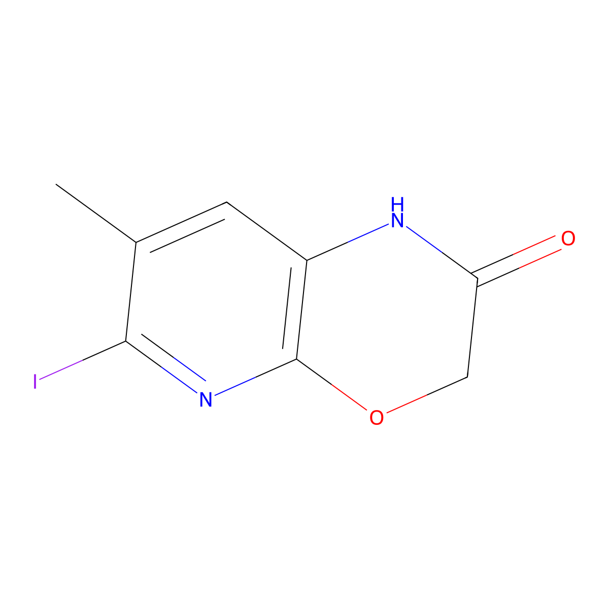 6-Iodo-7-methyl-1H-pyrido[2,3-b][1,4]oxazin-2(3H)-one molecular structure, CAS 1228666-16-7