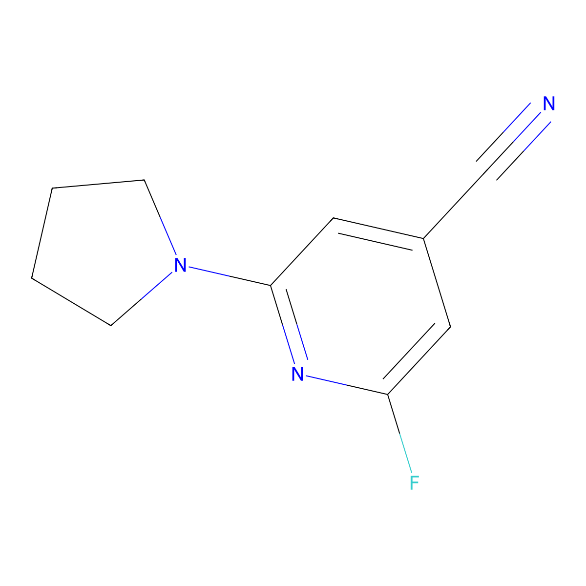 2-Fluoro-6-(pyrrolidin-1-yl)isonicotinonitrile molecular structure, CAS 1228666-18-9