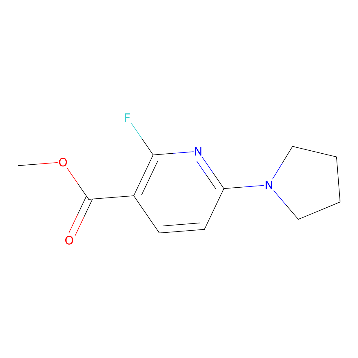Methyl 2-fluoro-6-(pyrrolidin-1-yl)nicotinate molecular structure, CAS 1228666-19-0