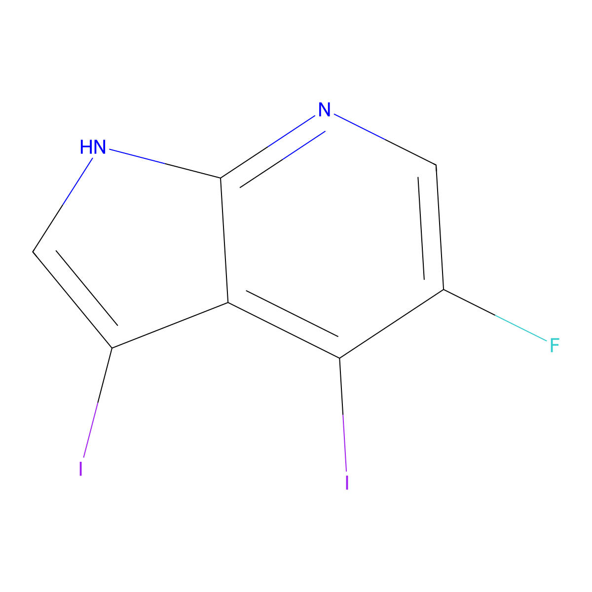 5-Fluoro-3,4-diiodo-1H-pyrrolo[2,3-b]pyridine molecular structure, CAS 1228666-23-6
